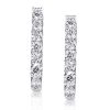 Classic Round Cut Hoop Earrings in Rhodium Plated 925 Sterling Silver