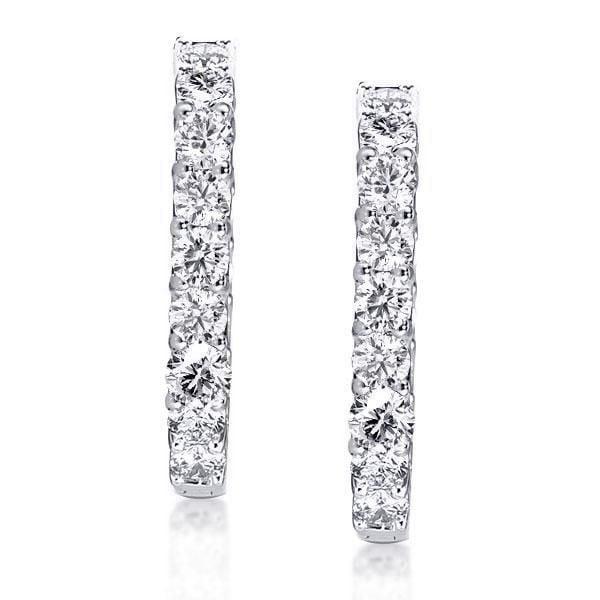Classic Round Cut Hoop Earrings in Rhodium Plated 925 Sterling Silver