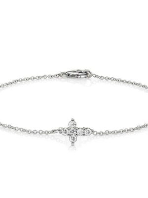 Dainty Cross Bracelet in 925 Sterling Silver for Women - Rhodium Plated