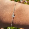 Dainty Cross Bracelet in 925 Sterling Silver for Women - Rhodium Plated