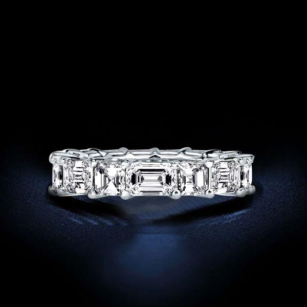 White Gold Finish Sterling Silver Wedding Band Set - 5.95 CT. TW.