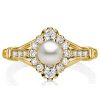 Antique Round Pearl Engagement Ring for Women in 925 Sterling Silver