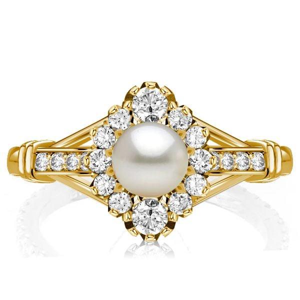 Antique Round Pearl Engagement Ring for Women in 925 Sterling Silver