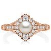 Antique Round Pearl Engagement Ring for Women in 925 Sterling Silver