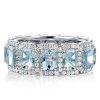 Aquamarine Halo Cushion Cut Wedding Band | 12.43 CT. TW. Sterling Silver Ring