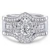 3 Piece Pear Cut Wedding Ring Set in Rhodium-Plated Sterling Silver
