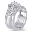 3 Piece Pear Cut Wedding Ring Set in Rhodium-Plated Sterling Silver