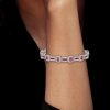 Halo Emerald Cut Ruby Bracelet - 925 Sterling Silver Wedding Bracelet