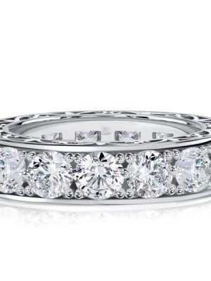 Vintage Eternity Wedding Band Ring for Women | Round Cut Stones in 925 Sterling Silver