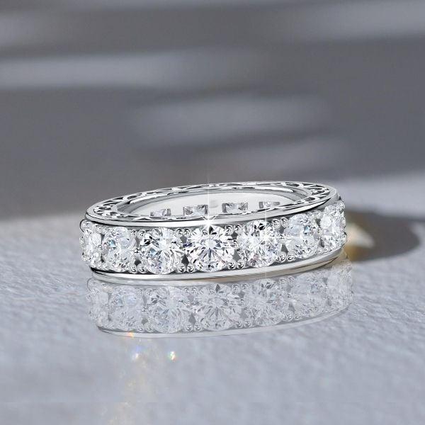 Vintage Eternity Wedding Band Ring for Women | Round Cut Stones in 925 Sterling Silver