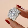 Twist Three Stone Wedding Ring Set - 925 Sterling Silver - 2.00 CT Center Stone