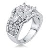 Twist Three Stone Wedding Ring Set - 925 Sterling Silver - 2.00 CT Center Stone