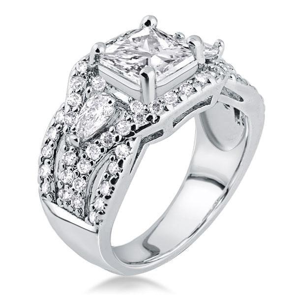 Twist Three Stone Wedding Ring Set - 925 Sterling Silver - 2.00 CT Center Stone
