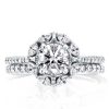 Oval Floral Halo Bridal Set - White Sapphire Sterling Silver