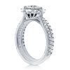Oval Floral Halo Bridal Set - White Sapphire Sterling Silver