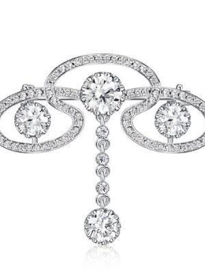 Sterling Silver Round Cut Scroll Brooch - Elegant Filigree Design