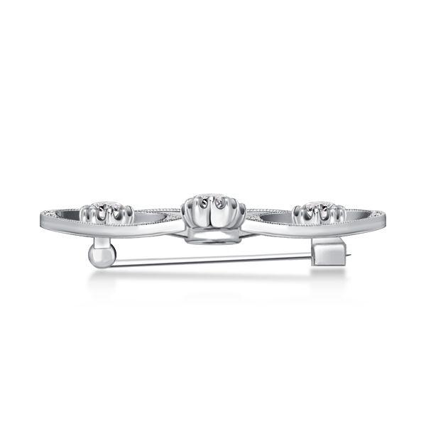 Sterling Silver Round Cut Scroll Brooch - Elegant Filigree Design