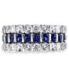 Triple Row Created Sapphire Sterling Silver Wedding Band (4.15 CT. TW.)