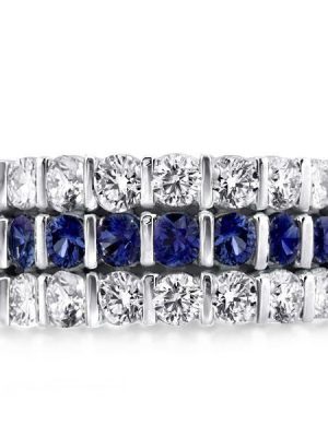 Triple Row Created Sapphire Sterling Silver Wedding Band (4.15 CT. TW.)
