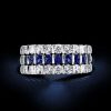 Triple Row Created Sapphire Sterling Silver Wedding Band (4.15 CT. TW.)