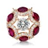 Two-Tone Round Cut White & Ruby Sapphire Sterling Silver Pendant Necklace