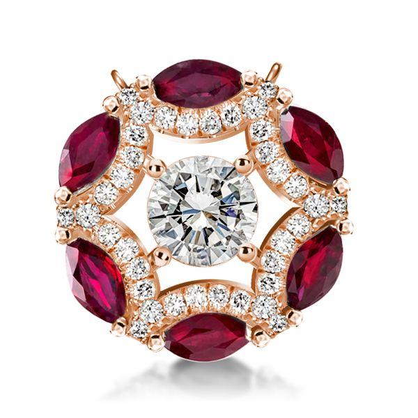 Two-Tone Round Cut White & Ruby Sapphire Sterling Silver Pendant Necklace