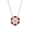 Two-Tone Round Cut White & Ruby Sapphire Sterling Silver Pendant Necklace