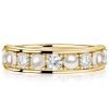 White Sapphire and Pearl Wedding Band - 18K Gold Plated Sterling Silver