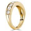 White Sapphire and Pearl Wedding Band - 18K Gold Plated Sterling Silver