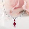 Ruby Pear Cut Silver Pendant Necklace - V-Shaped, 925 Sterling Silver