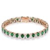 Sterling Silver Pear Cut Tennis Bracelet with White & Emerald Stones