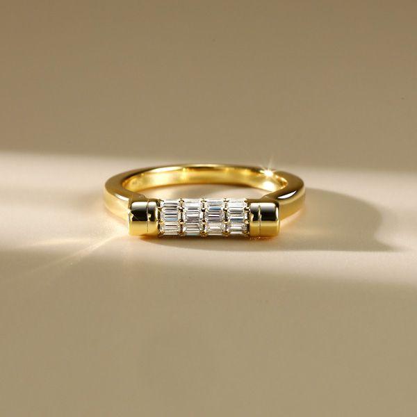 Women's Flip Ring Anniversary Band in 18K Gold Plated Sterling Silver with 3.60 CT. TW. Baguette Cut Stones