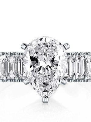 Eternity Pear Created White Sapphire Engagement Ring 6.88 CTW Sterling Silver