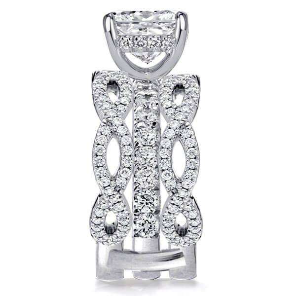 Twist Cushion Cut 5.00 CT Sterling Silver Bridal Set - 3 Piece Wedding Ring Set