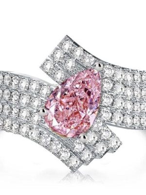Pear Cut Pink Stone Engagement Ring 2.08 CTW in Sterling Silver