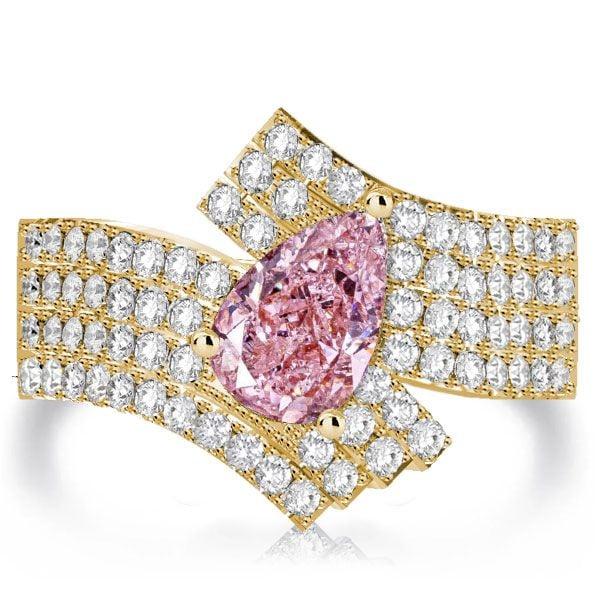 Pear Cut Pink Stone Engagement Ring 2.08 CTW in Sterling Silver