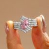 Pear Cut Pink Stone Engagement Ring 2.08 CTW in Sterling Silver
