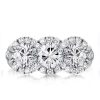 Halo Round Cut Three Stone Engagement Ring in Sterling Silver with 3.50 CT. TW.