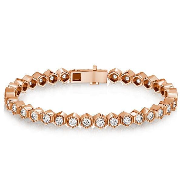 925 Sterling Silver Honeycomb Bracelet with Round Cut Stones for Women