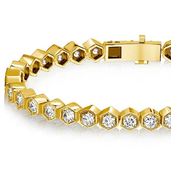 925 Sterling Silver Honeycomb Bracelet with Round Cut Stones for Women