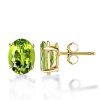 Classic Oval Peridot Stud Earrings in 18K Gold Plated Sterling Silver