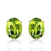 Classic Oval Peridot Stud Earrings in 18K Gold Plated Sterling Silver
