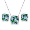 925 Sterling Silver Multi-Color Aquamarine Necklace and Earrings Jewelry Set