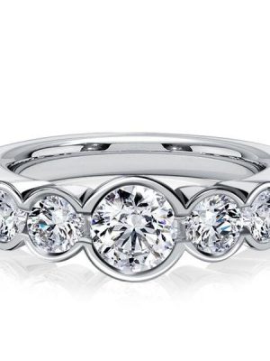 5 Stone Bezel Set Wedding Band Anniversary Ring in 925 Sterling Silver