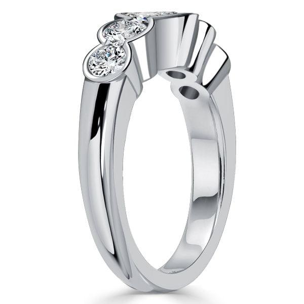 5 Stone Bezel Set Wedding Band Anniversary Ring in 925 Sterling Silver