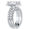 Emerald Cut & Round Halo Bridal Set in Sterling Silver