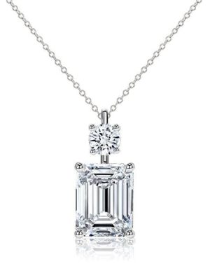 Emerald Cut Pendant Necklace in Rhodium-Plated Sterling Silver (2.75 CT. TW)