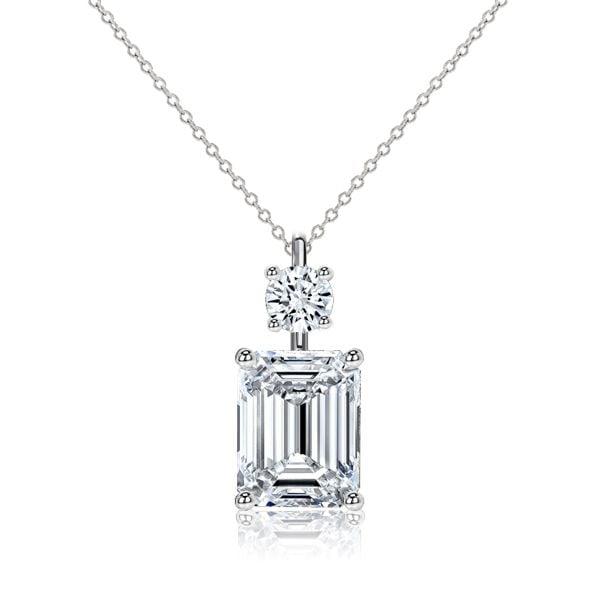 Emerald Cut Pendant Necklace in Rhodium-Plated Sterling Silver (2.75 CT. TW)