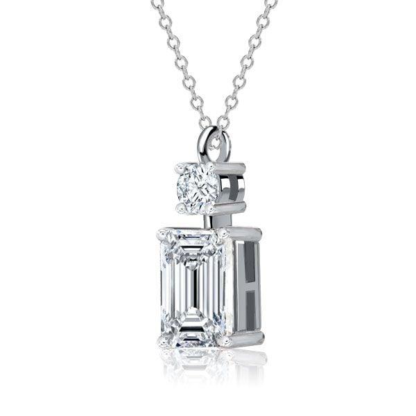 Emerald Cut Pendant Necklace in Rhodium-Plated Sterling Silver (2.75 CT. TW)