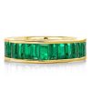 Golden Emerald Baguette Wedding Band - 18K Gold Plated Sterling Silver Eternity Ring